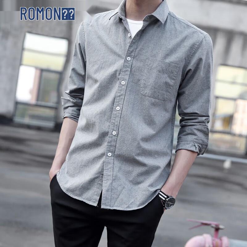 ROMON Men s Slim Fit Oxford Long-Sleeve Shirt XL