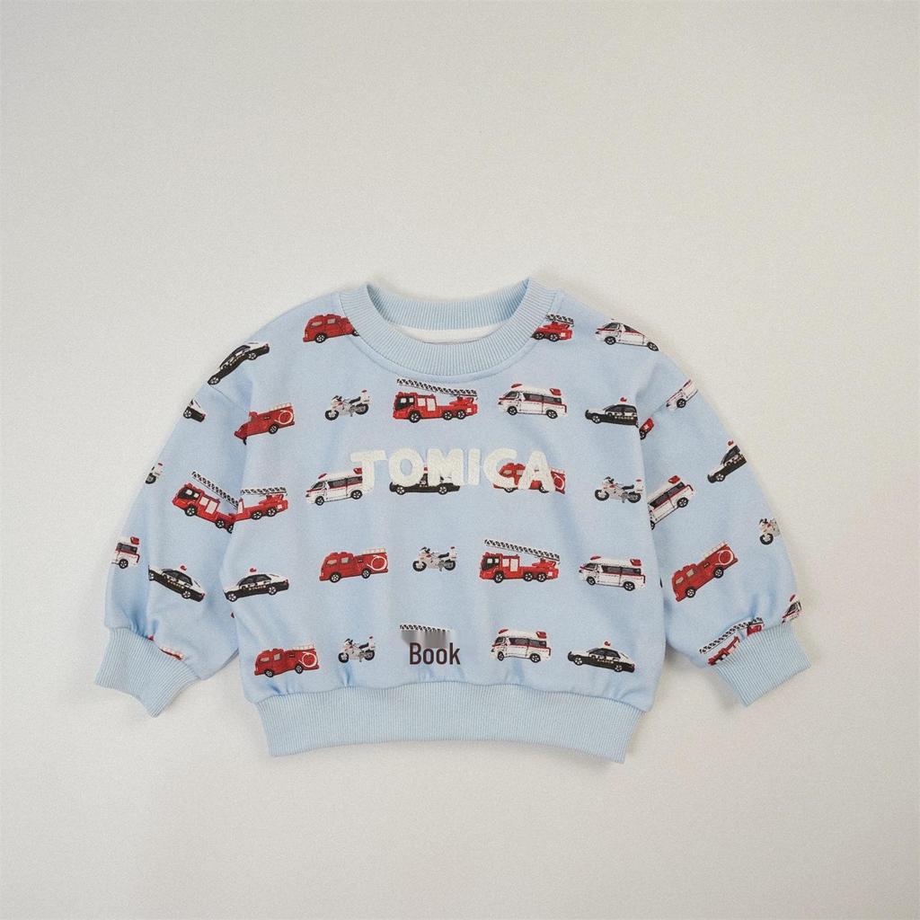 Chłopięca Bluza z Japońskim Kreskówkowym Koparką - Styl Wiosna/Jesień 2025 dla Małych i Średnich Dzieci