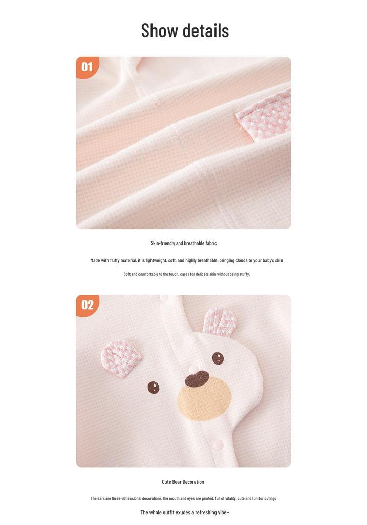Adorable Bear Baby Long-Sleeve Bodysuit - All-Season Tagless Newborn Romper Jumpsuit