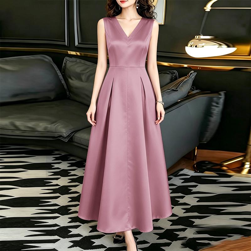 

ZANZEA Women Casual V-Neck Summer Sleeveless Elegant Dress 5XL рожевий