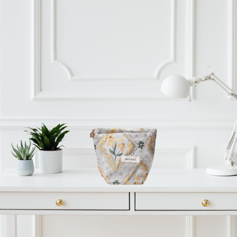 Rutfle Small Makeup 16 x 13 Cute and Frame Flower Small Pouch, cm, Jacquard, Stylish, Compact, Design,