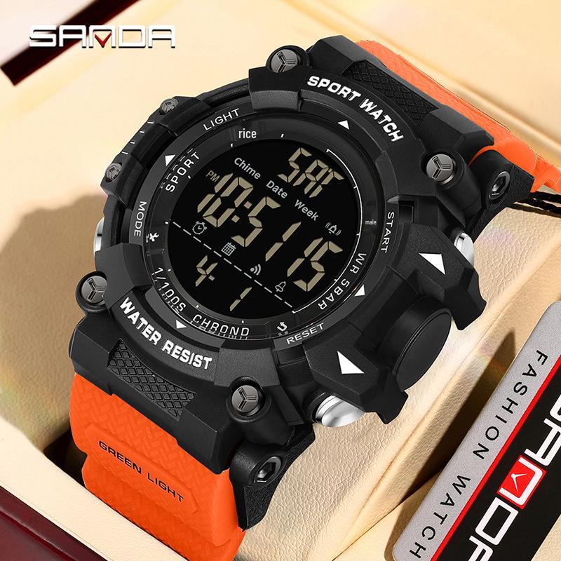 Sanda Multifunctional Waterproof Sports Watch with Luminous Display and Alarm - Trendy Fashion for Students