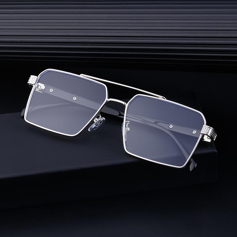 Lunettes de soleil rétro à double faisceau en métal pour homme, style boîte de conduite, lunettes de soleil pour homme
