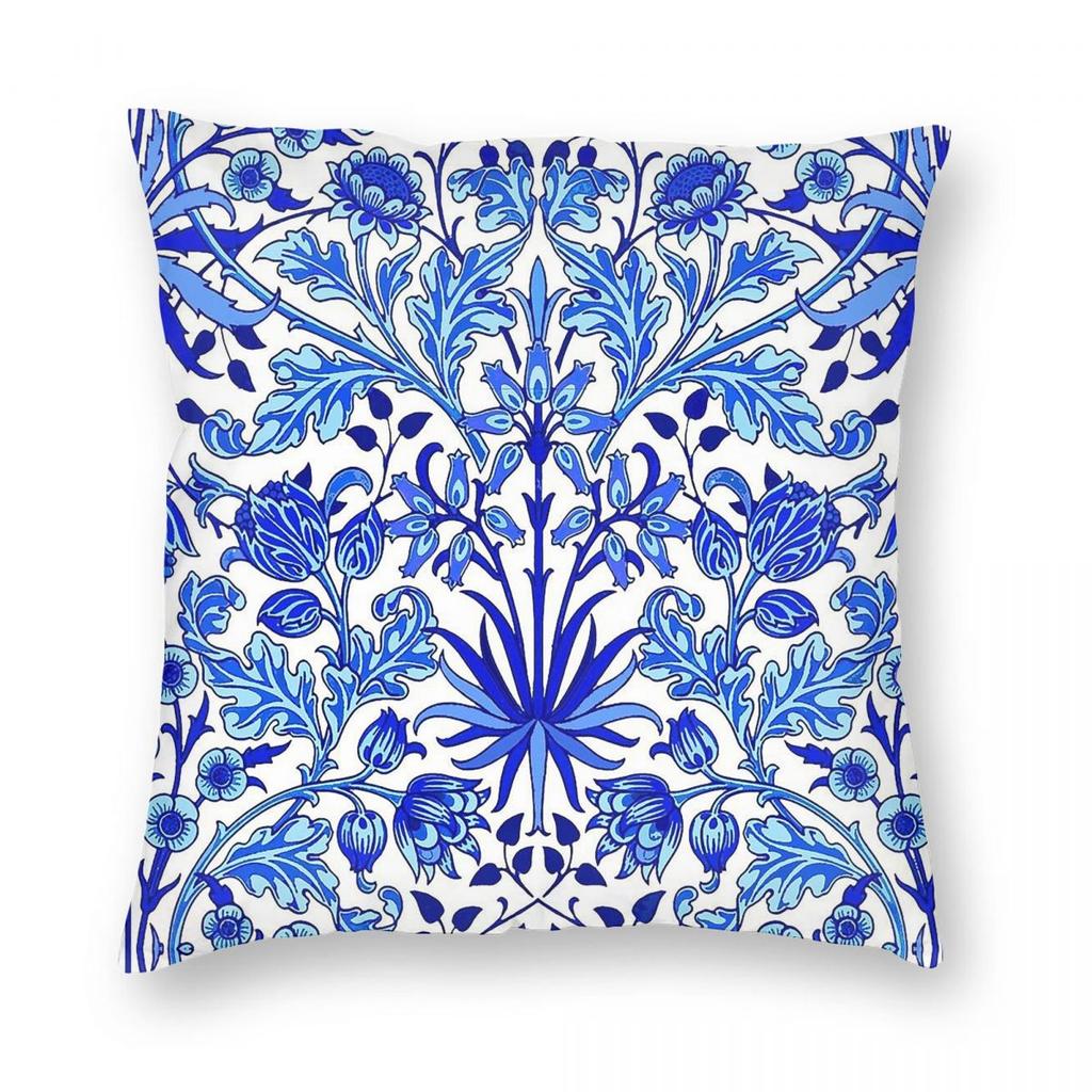 William Morris Hyacinth Cobalt Blue Square Pillowcase Polyester Linen Velvet Creative Zip Decor Sofa Cushion Cover x