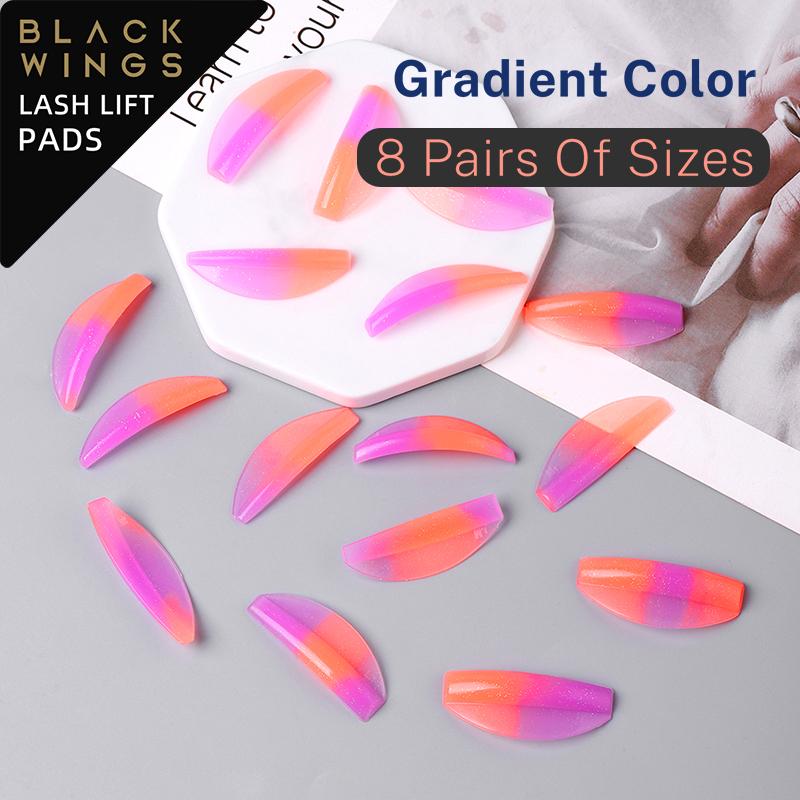 BLACKWINGS 8 Paar Silikon-Dauerwellenpads für Wimpern, Lockenpads für Wimpernlift, mit Größenleitfaden, hypoallergene wiederverwendbare Accessoires