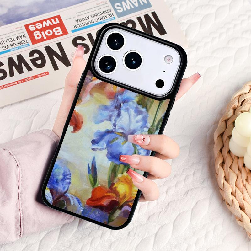 Irises Painting Phone Case For IPhone 17 16e 15 14 13 12 11 Pro Max Air Mini Soft Protective Cover