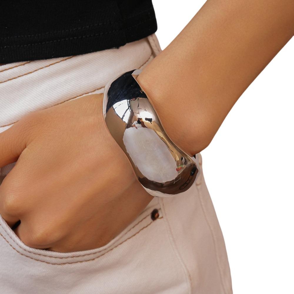 

Wide Opening Wide Irregular Bangle Gold Silver Color Exaggerated Bracelet Metal Cuff Bangles Girls серебряный