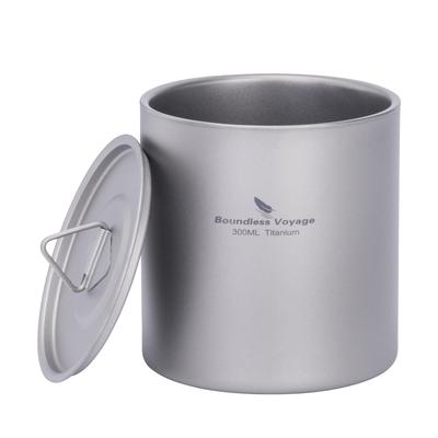 Boundless Voyage Titanium with Lightweight and Stackable Mug Set for Outdoor and More Double-Walled Mug, 300ml, Lid, Durable, Hiking, Camping,