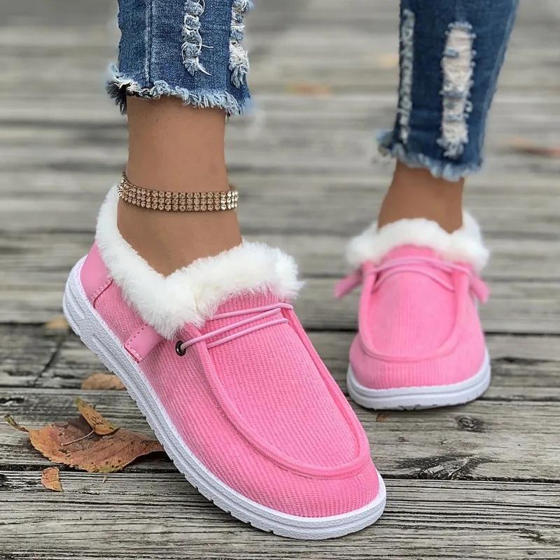 Fashion 2025 Hot Sale Ladies Shoes Lace-up Women's Flats Fashion Plus Velvet Keep Warm Winter Plus Size Best Seller Outdoor Casual Shoes