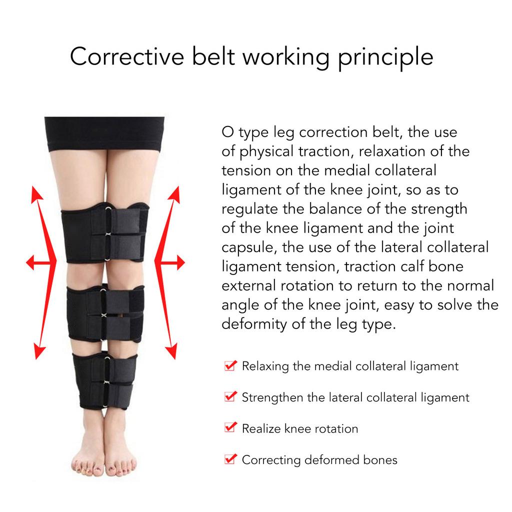 3PCS Legs Posture Corrector Belt Breathable Elastic Knee Belt Corrector Straightening Leg Belt Fixer for O X Leg Type Black