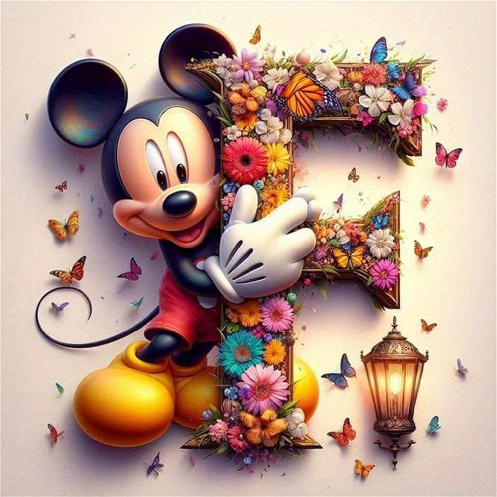 Disney Myszka Miki Malowanie Diamentami Litera Kreskówka Mozaika Diamentowa Kamienie Strass Obrazy Minnie Haft Kwiat Dekoracja Ścienna