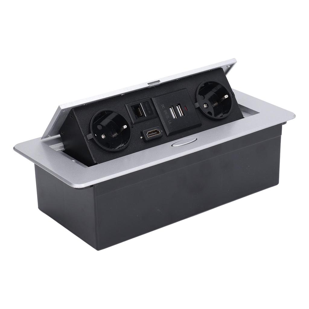 Desktop Socket 16A Power Strip Table Connection Box Dual USB EU Standard AC 250V Welding Free for Of