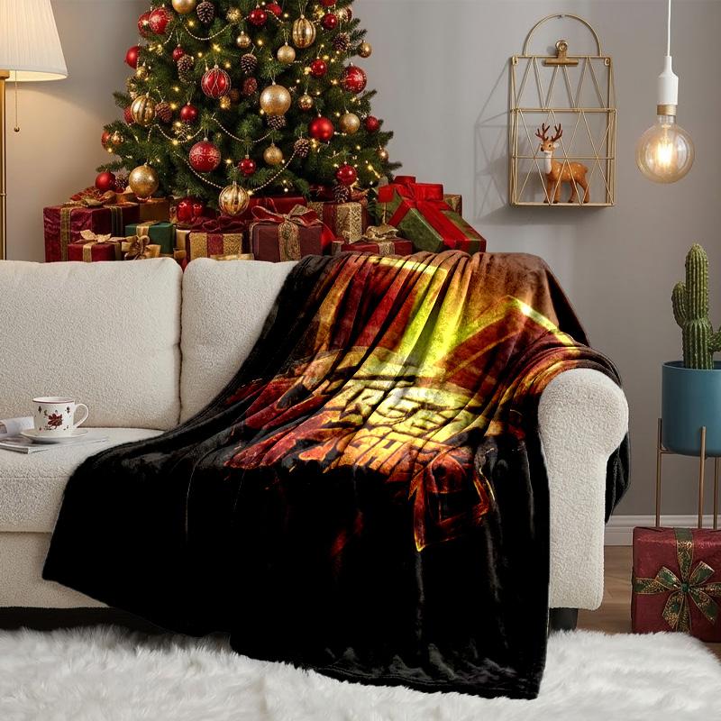 Fighter Game Throws Blanket Flannel Blankets Plush for Couch Bed Gifts for Men Women Travel Picnic Blanket Christmas Fan Gifts