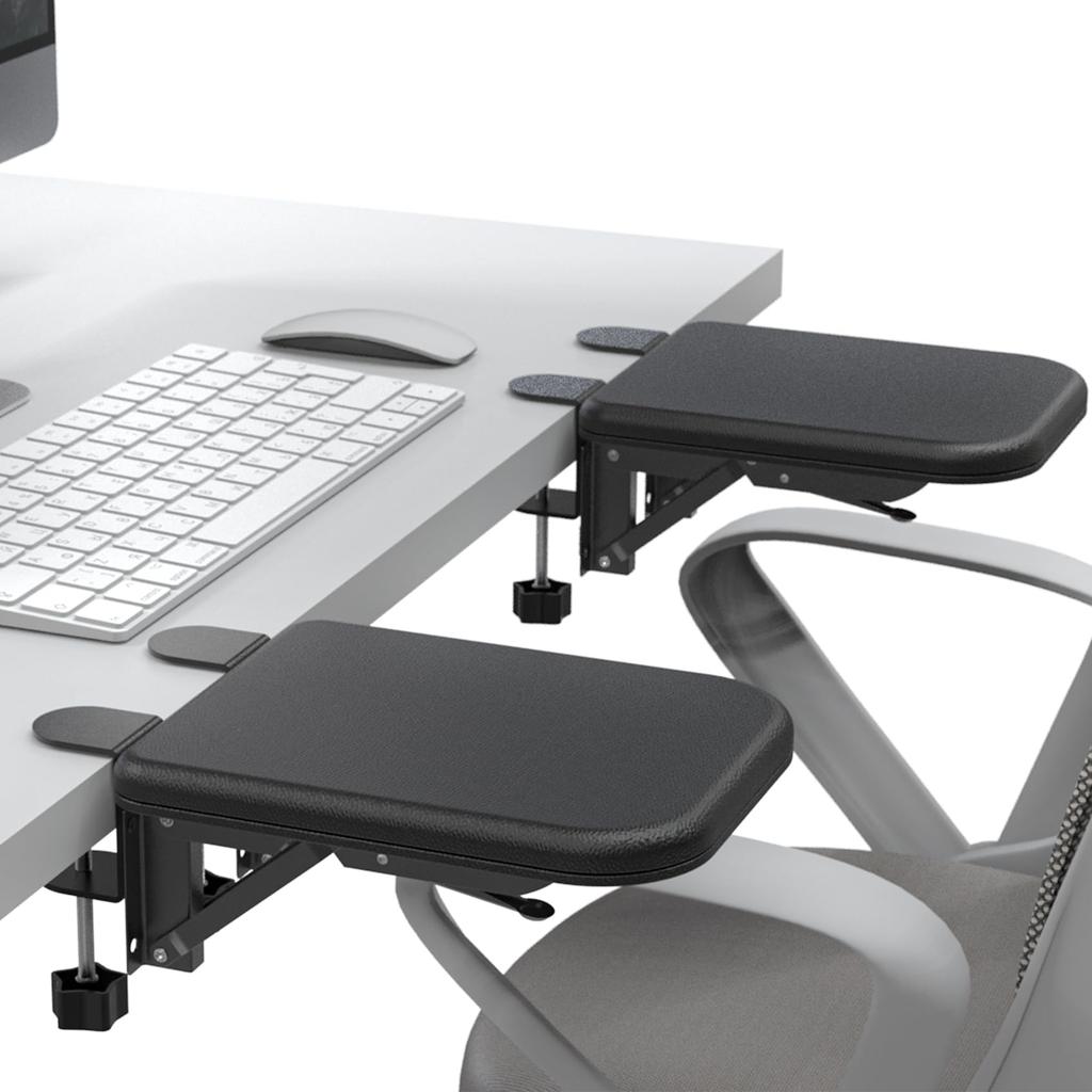 Set of 2 Leather Desk Ergonomic Wrist Foldable Desk No Drilling Hand Rest Armrests, Extenders, Rests, Armrests, Extension, Required, (Black, 400mm)