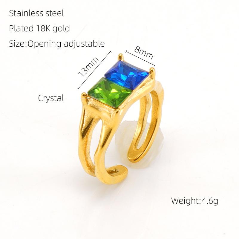 Bague ouverte 2026 Pierre Lumineuse Bague Zirconium Rétro 18K pour Femme