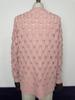 European & American Winter V-neck Hollow Feather Knit Sweater for Women