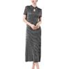 Elegant Short-Sleeve Stand-Up Collar Cheongsam Dress
