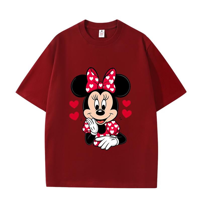 

D06-96 MINISO 2026 Summer High-quality Printed Pure Cotton Shoulder Style Men s and Women s Round Neck Short Sleeved Couple T-shirt XXXL