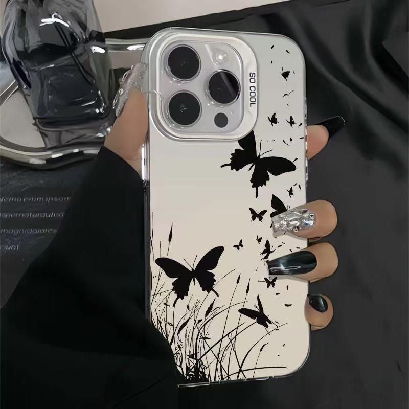 Silhouette Butterfly Case for Apple iPhone 12/13/14/15 Pro, iPhone 16 Pro Max, 17. Cross-Border.