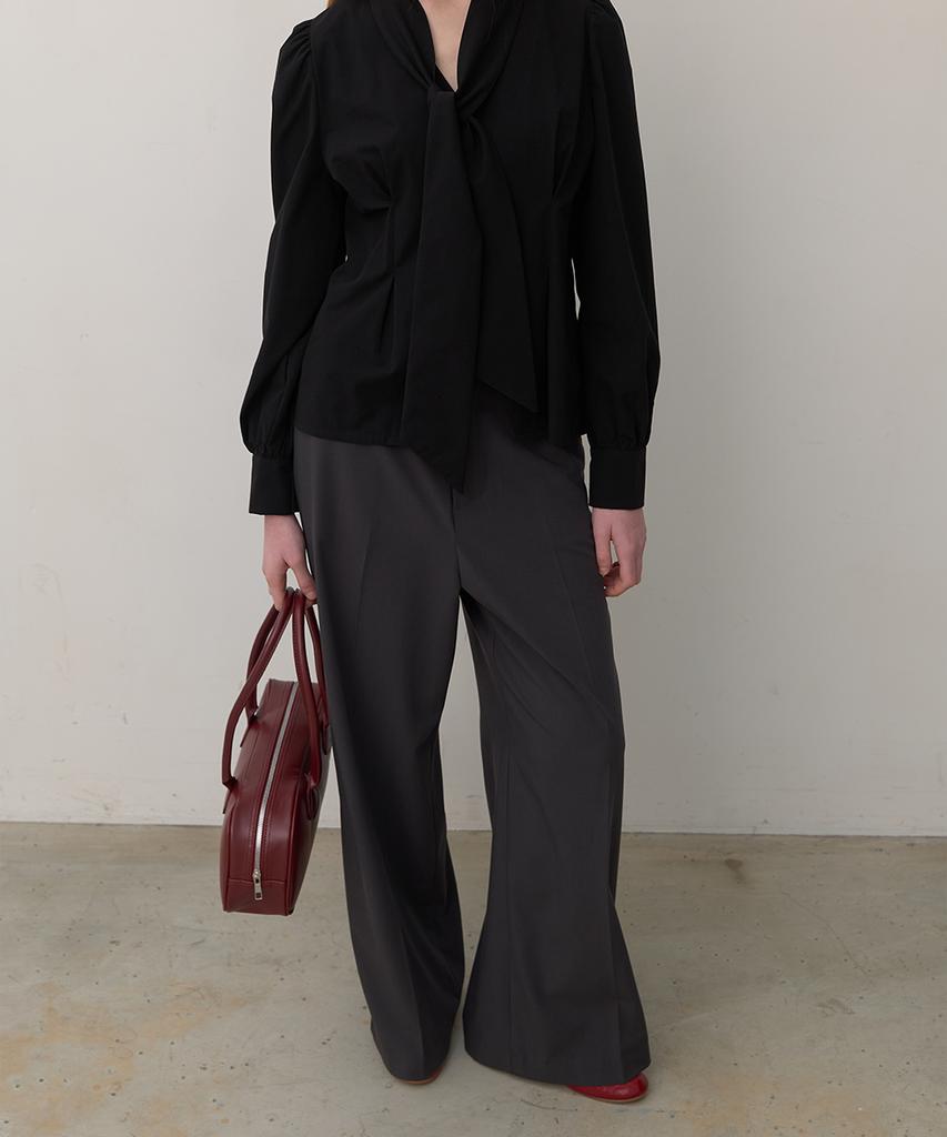 320SHOWROOM Layer Skirt Wide Slacks Charcoal