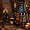 Vintage Holzhexenfiguren Set von 3, Halloween Hexenpuppen Dekoration für Tischplatte Regal Kaminsims Display