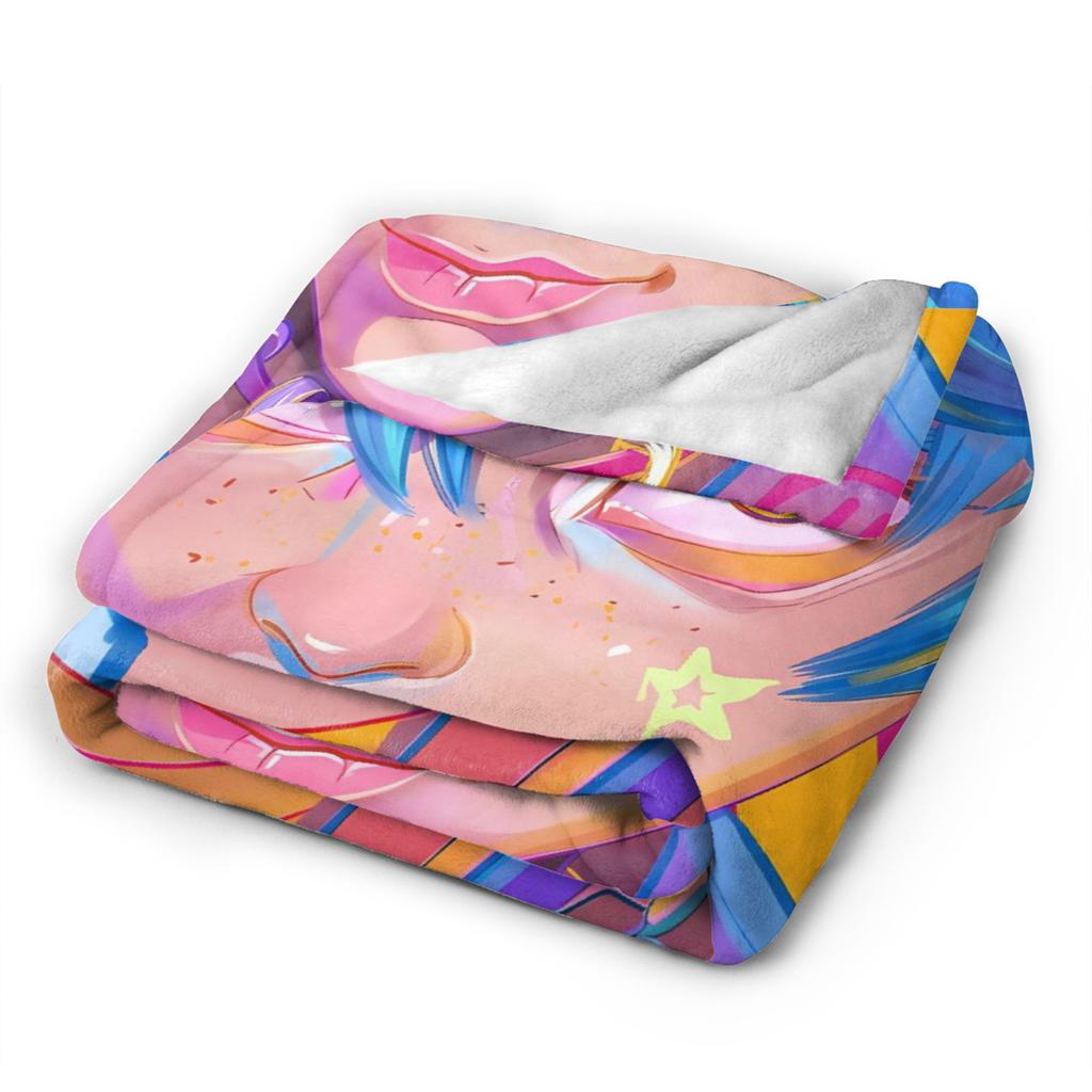 Anime Jinx Arcane Super Soft Blanket 3D Print Picnic Plush Throw Blanket Fashion Bedroom Flannel Bedspread Sofa Bed Cover