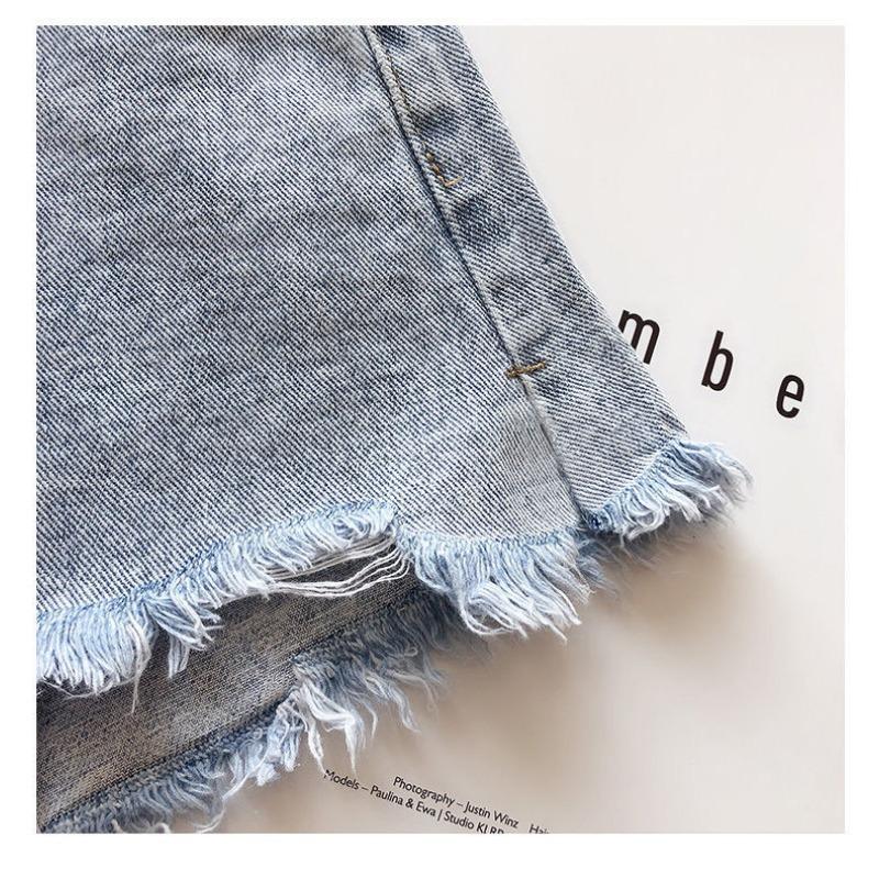 Light Blue Denim Shorts Women's Summer Thin Loose Thin Show High A Word Wide Legs All Match