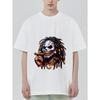 Black T Shirt with Skull and Dreadlocks Print for Casual Wear