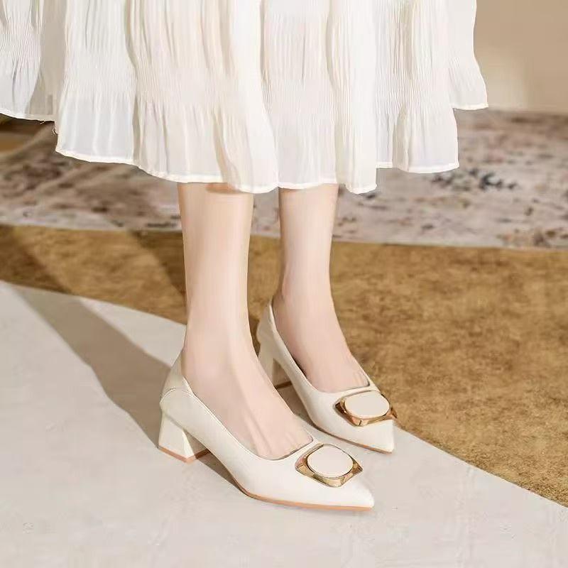 Pointed-toe Single-heeled, Fashionable, Shallow-mouthed, Thick-heeled, High-heeled Women's Shoes