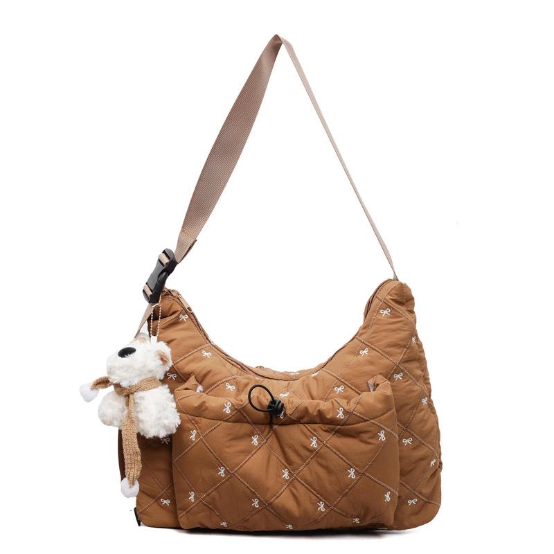 2025 new foreign-style cotton clothing bag autumn and winter versatile lightweight shoulder bag large capacity high-end fashion messenger bag