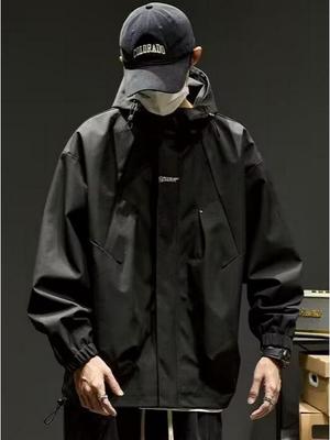 Men's Hooded Windbreaker: Trendy American Style, Functional Loose Fit for Spring, Autumn, Winter