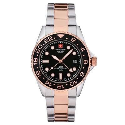 Master Diver GMT Two Tone Stainless Steel Black Dial Quartz 7052.1157 100M Men's Watch