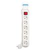 GARZA - Basic Power Strip with White Illuminated Switch, 6 Sockets, 3 Meter Cable, 1 Unit CE