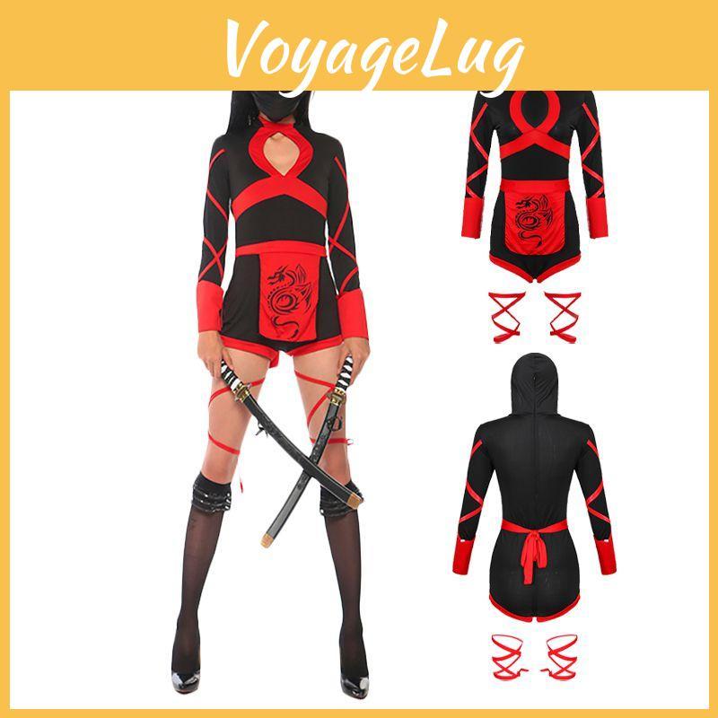 Stylish Women Ninja Cosplay Jumpsuit For Halloween Costume And Party Wear