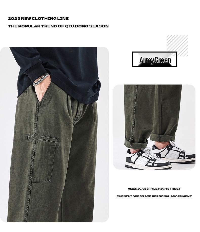 Men's Casual Japanese-Style Loose Straight-Leg Work Pants