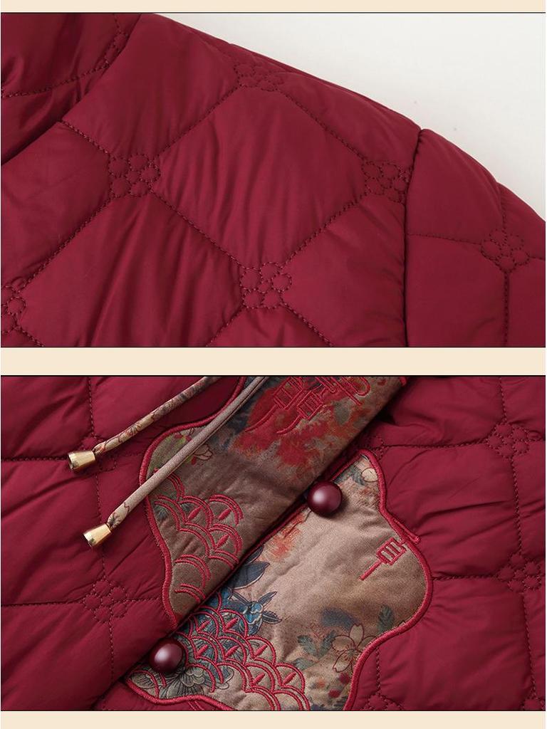 Grandma Style Cotton Padded Jacket: Chinese-Inspired Winter Wear for Women