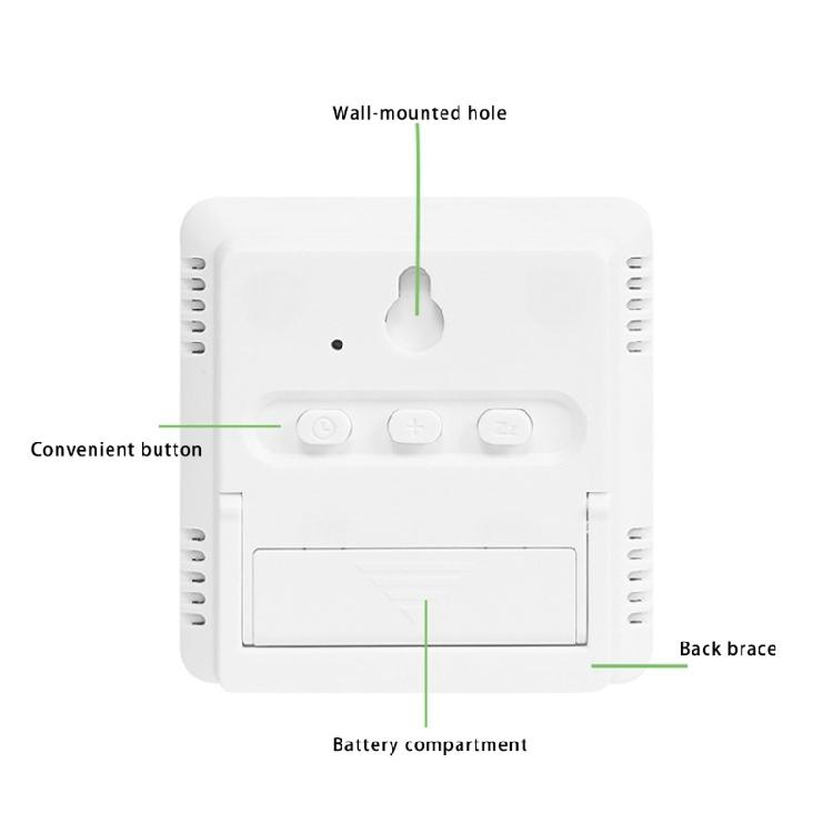 Modern LCD Digital Clock with Time Date Temperature Humidity Display Battery Operated Support Stand Desk Wall Clock