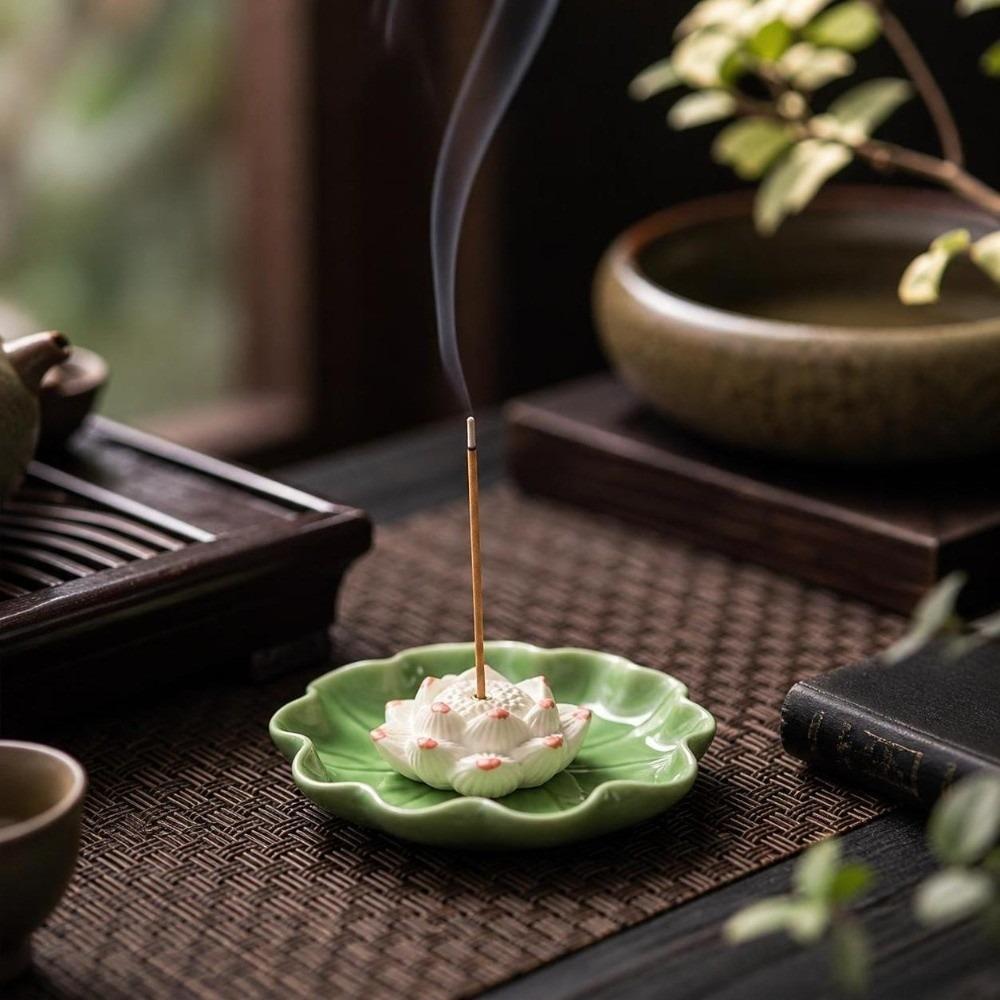 Ceramic Incense Burner Zen Chinese Style Tabletop Incense Base Censer Holder  For Household Aroma