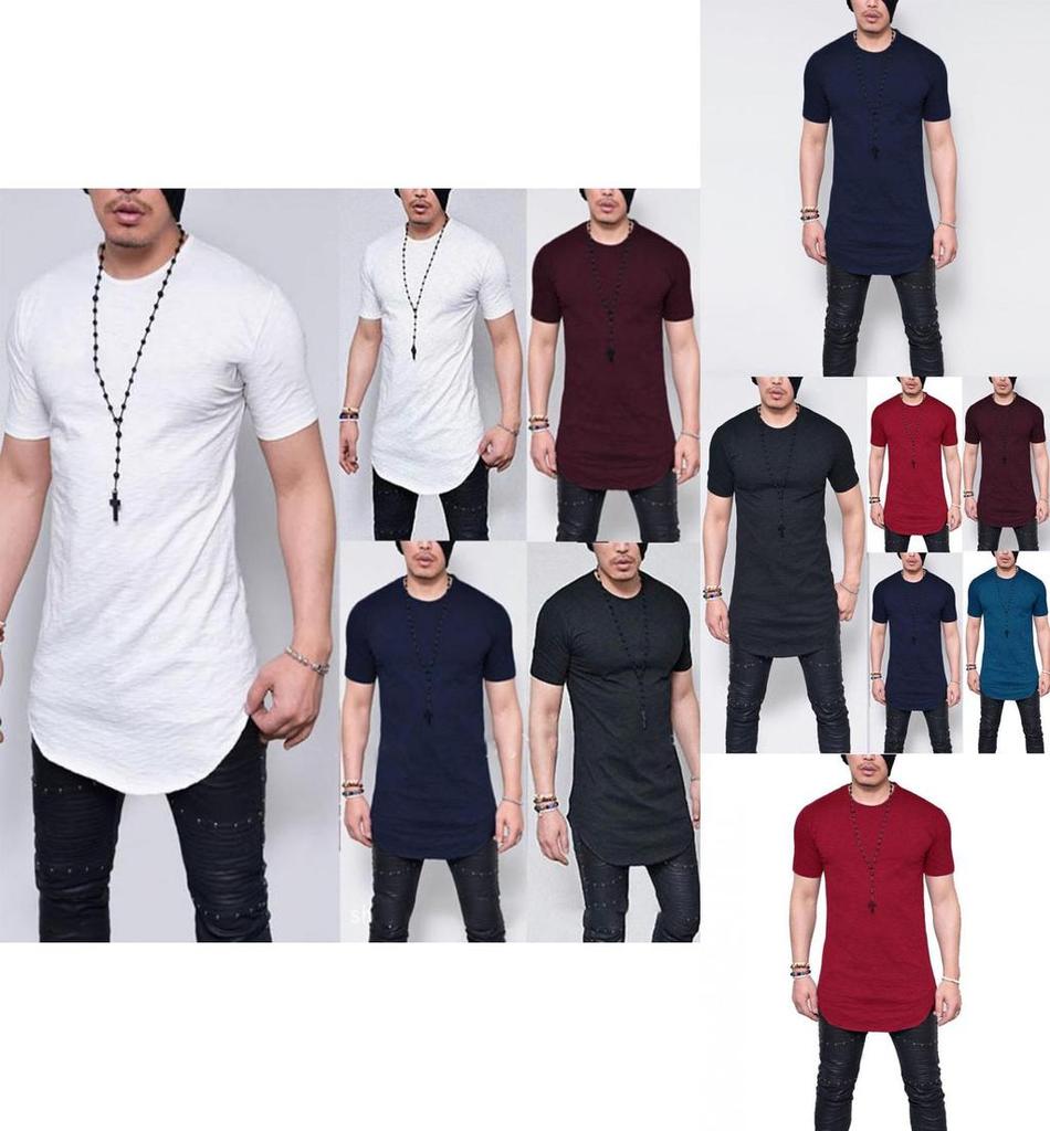 Ultra-bequemes T-Shirt für Herren mit geschwungenem Saum und seitlichem Reißverschluss aus hochwertigen Baumwollmischungen