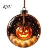 Halloween Ball Ornament Clear Hanging Decoration, Glowing Sphere with Skeleton, Decoration Pumpkin, Spider Web, Black Cat Decor, Party Supplies