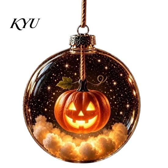 Halloween Ball Ornament Clear Hanging Decoration, Glowing Sphere with Skeleton, Decoration Pumpkin, Spider Web, Black Cat Decor, Party Supplies