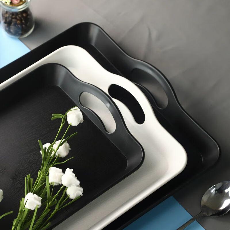 Japanese Style Non-Slip Rectangular Serving Tray with Handles