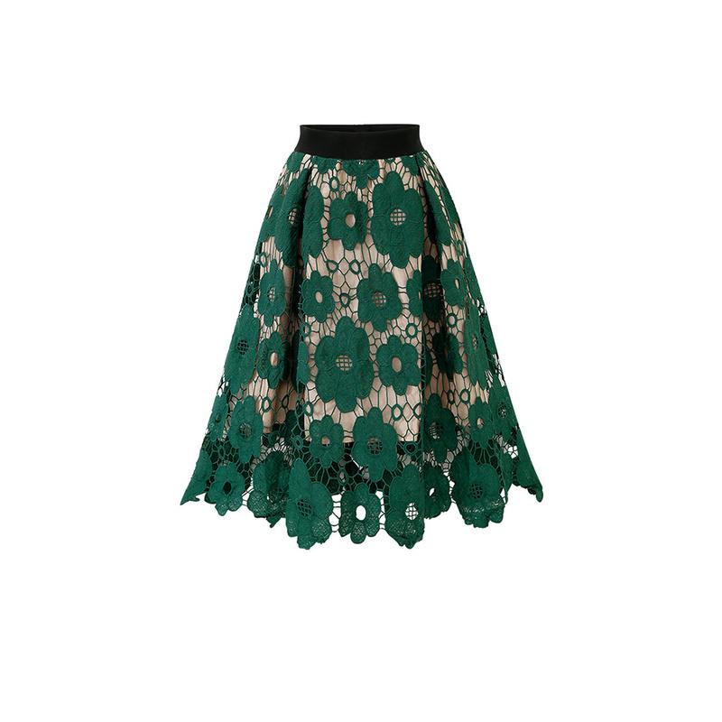 2022 Women Elegant Fashion Flower Embroidery Hollow Out Lace Skirts Womens Casual Sexy Skirt Party Black Skirt