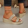 Sandalias de cuña para mujer Verano Mujer Slip on Tacón alto Moda Zapatos de mujer Cómodos Flor Exterior Sandalias de plataforma