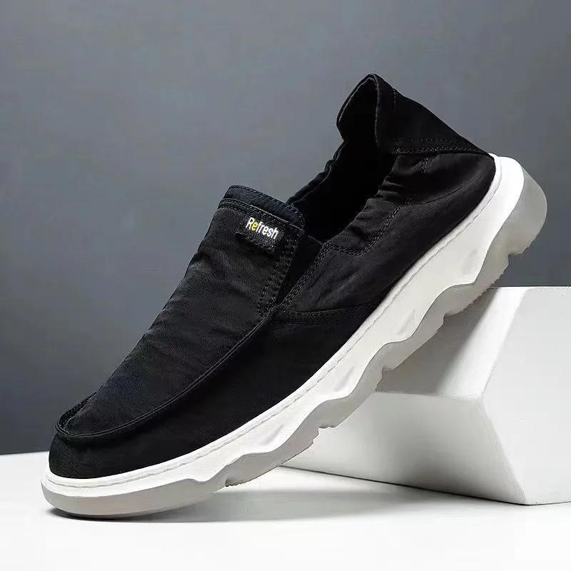 Breathable Men's Canvas Shoes, Comfortable and Casual Slip On Shoes, Lazy Shoes, Wear-resistant Beijin Cloth Shoes, Large Size
