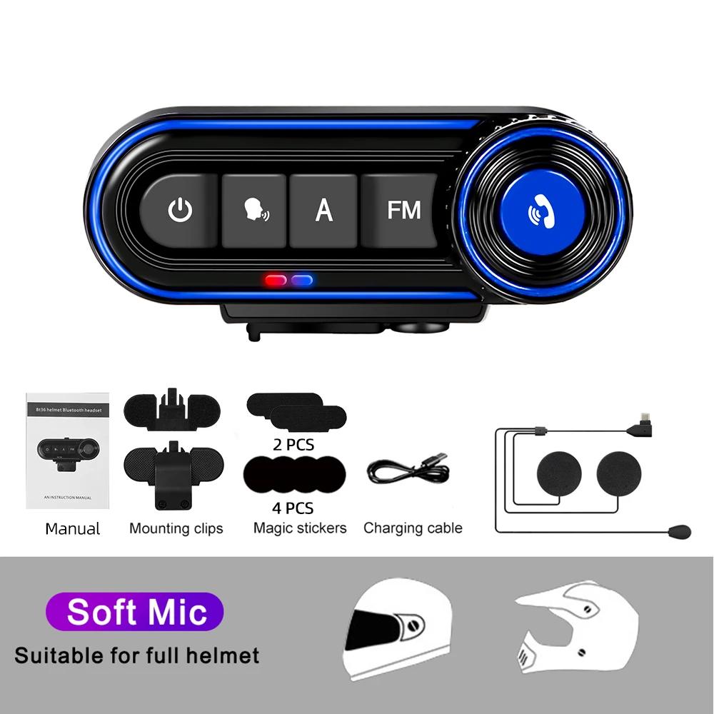 

V5.3 FM-радио + Bluetooth-гарнитура для мотоциклетного шлема, стереонаушники, водонепроницаемые наушники Hands-free, голосовое управление, шумоподавление