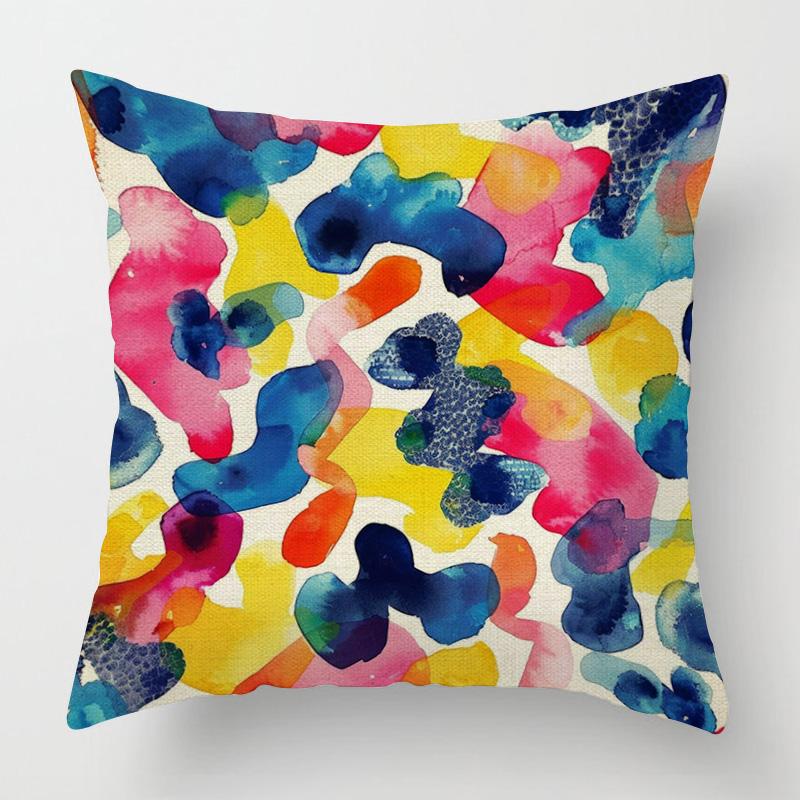 Home Decor Colorful Abstract Pattern Digital Printed Pattern Cushion Cover Suitable For Sofa Bedroom Car Pillow Cover