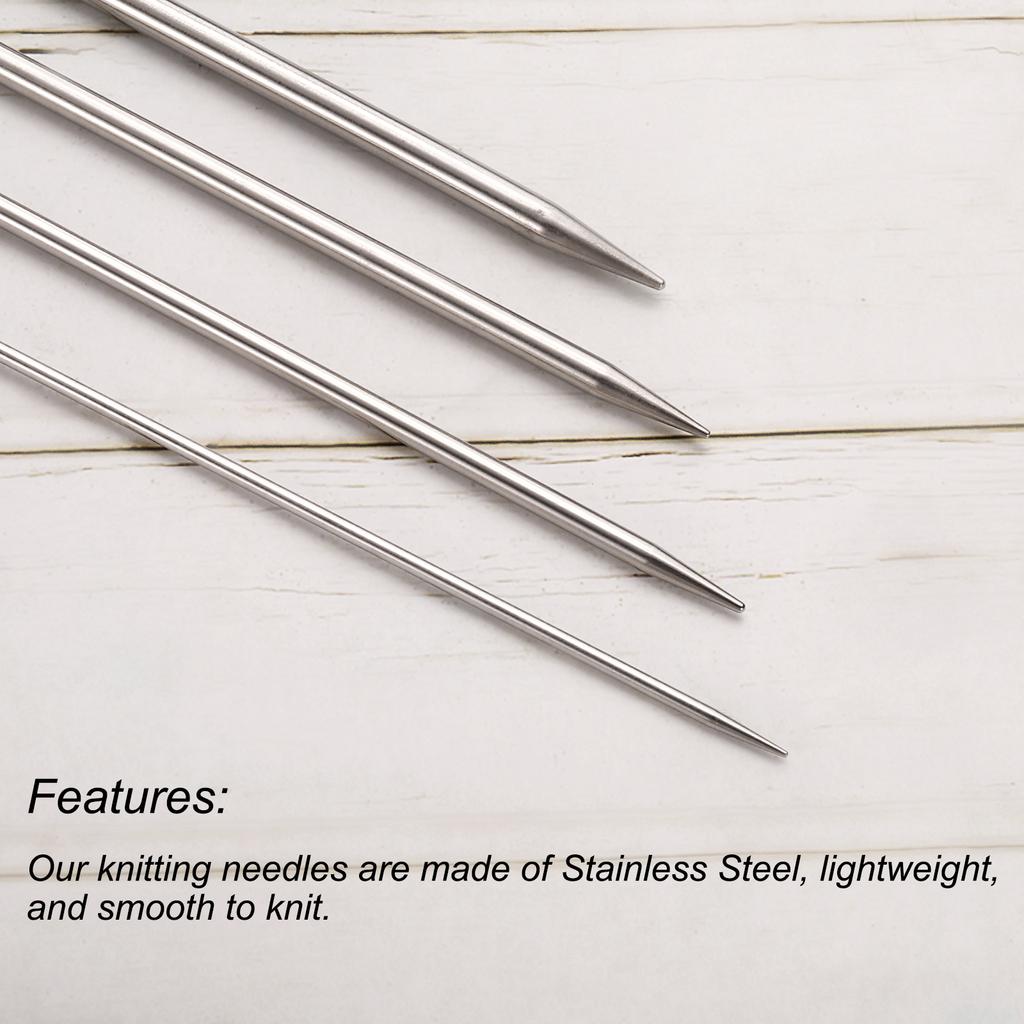 5Pcs US 3-6.5mm Double Pointed Knitting Needle 7.87 Inches Length Sweater Stitching Needles with 10 Stitch Marker