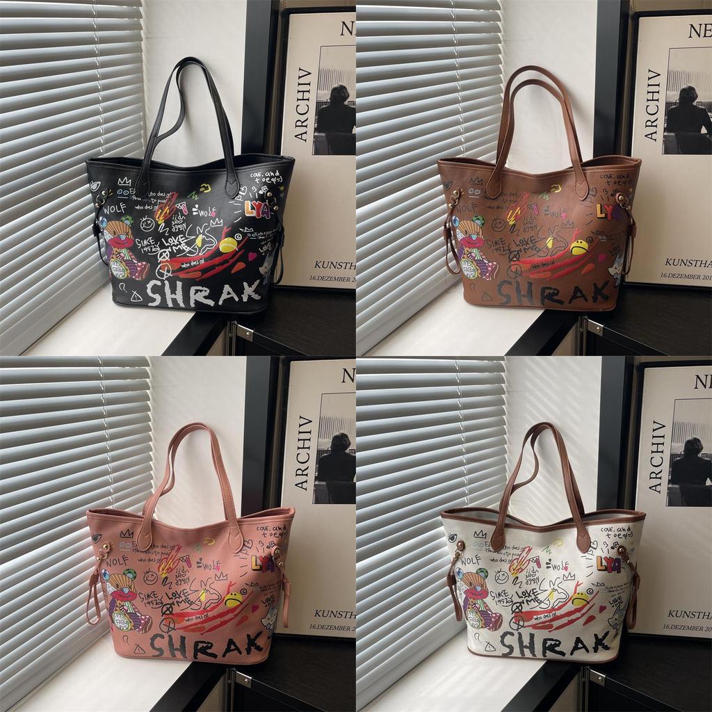 Borsa Tote Cartone Animato Grande Capacità PU Moda Casual Borsa a Mano per Uso Quotidiano