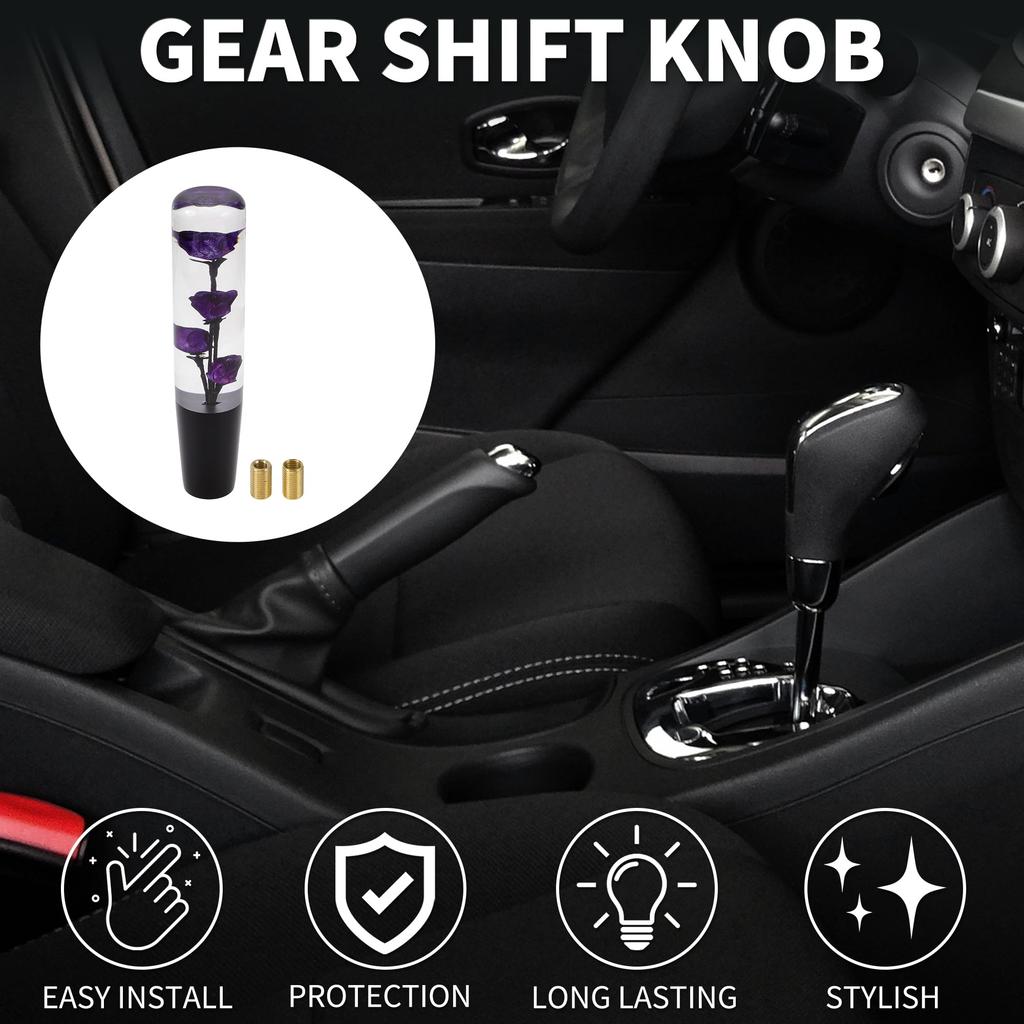 TUCKBOLD Car Gear Shift Knob, 20cm | Front Shift Lever Knob, Universal for Automotive and Manual Vehicles, Acrylic, Purple, with Two Adapters, 1 Set
